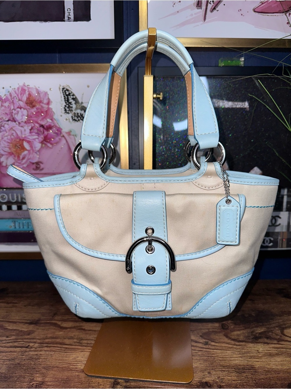 🩵 Vintage Coach Soho Canvas & Leather Mini Tote Bag 1881